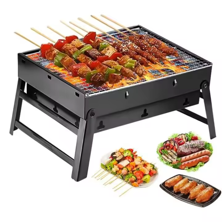 Parrilla de carbón portátil, plegable de 17 pulgadas, parrilla de carbón compacta de mesa, mini ahumador, pequeña parrilla de barbacoa al aire libre para viajes, patio, picnic, playa - 1