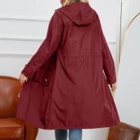 Abrigo De Trench Para Mujer Con Capucha Y Mangas Largas De Color Sólido Estilo Británico Elegante Con Rayas Y Chaqueta Recta Impermeable Para Todas Las Estaciones - details 40