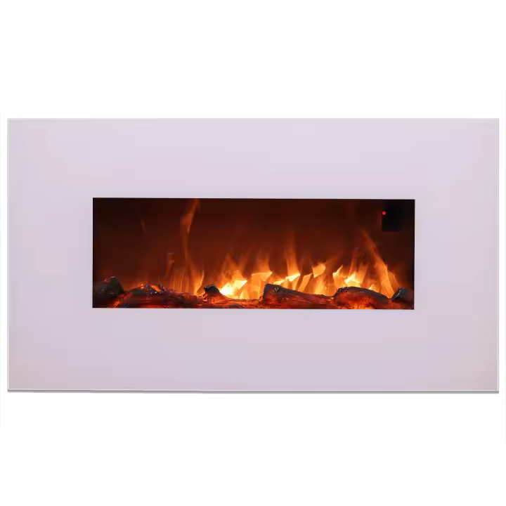 Sinado Monte Chimenea Electrica De Cocina En Acero y Cristal 1500W Efecto Llama Led Blanco Efecto Llama Led Real 6 Grados De Intensidad Con Mando a Distancia Ideal Para El Hogar y La Oficina 98 Cm - 1