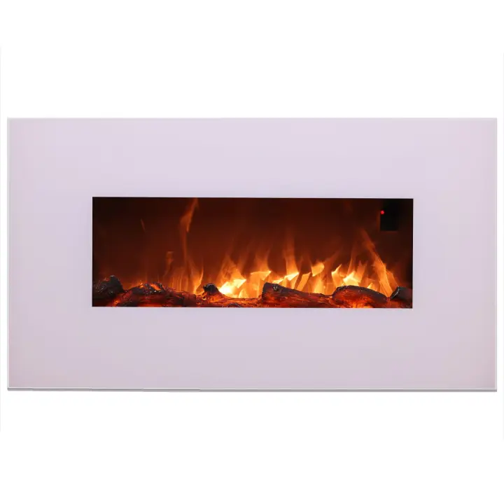 Sinado Monte Chimenea Electrica De Cocina En Acero y Cristal 1500W Efecto Llama Led Blanco Efecto Llama Led Real 6 Grados De Intensidad Con Mando a Distancia Ideal Para El Hogar y La Oficina 98 Cm - 1