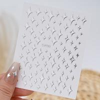 6 Hojas De Estampados De Uñas Metálicos Plateados Con Estrellas 3D Y Cadena De Metal Decoraciones Adhesivas Para Uñas - details 4