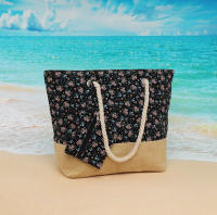 EILV - Bolso de Playa con Estampado Floral y Neceser a Juego – Base de Yute - details 6
