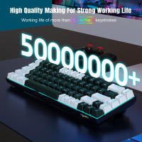 Teclado Mecánico HXSJ V800 De 68 Teclas Con Cable Ergonómico Y Retroiluminación Azul Hielo Intercambiables Hot Swappable Para Gaming Alta Durabilidad - details 4