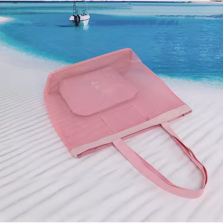 Bolso de Playa de Malla con Neceser EILV – Bolsa Grande Transpirable para Ropa Mojada, Piscina o Viaje - 1