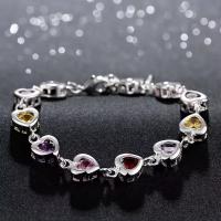 Pulsera de plata de ley 925 para mujer, brazalete elegante con colgante de piedra de cristal, joyería bonita a la moda - details 3