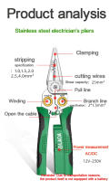 Alicates Multifuncionales LAOA 8-en-1 Acero Inoxidable Desencapadores De Cables Nariz De Agujas Tijeras Para Enrollar Cables - details 4