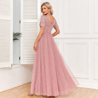 Vestido De Noche Elegante Para Mujer Con Doble V-Neck Y Volante A-Line Con Lentejuelas Vestido De Cocodrilo Para Fiesta Y Eventos Formales - details 9