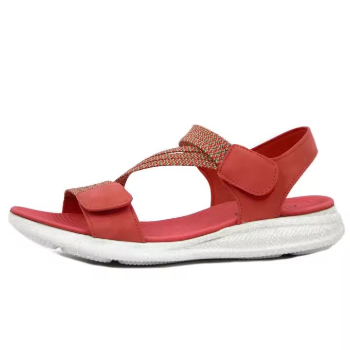 Sandalias de Mujer Planas elasticas Rojas con dos Tiras, CINZIA SOFT - 1