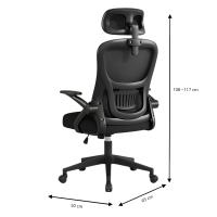 LUTODY - Silla de oficina escritorio, Respaldo acolchado transpirable, Asiento ergonómico de látex, Palanca para subir bajar de asiento, Función inclinación reposaespalda, Rueda giratoria 360º, Pata PP, Fácil de montar, Para despacho centro trabajo - details 6