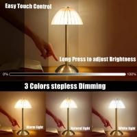 Lámpara De Mesa Retro De Cristal Portátil Con Tacto 3 Colores Para Decoración De Sala De Estar Cocina Y Comedor Fuente De Luz LED Regulable Batería Recargable Incluida - details 2