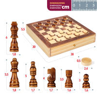 COLORBABY - Juego 2 en 1 de ajedrez y damas de madera, tablero 30x30 cm, set de 57 piezas, 2 jugadores, cajón de almacenaje, juguete educativo, ajedrez para niños y adultos, +6 años - details 5