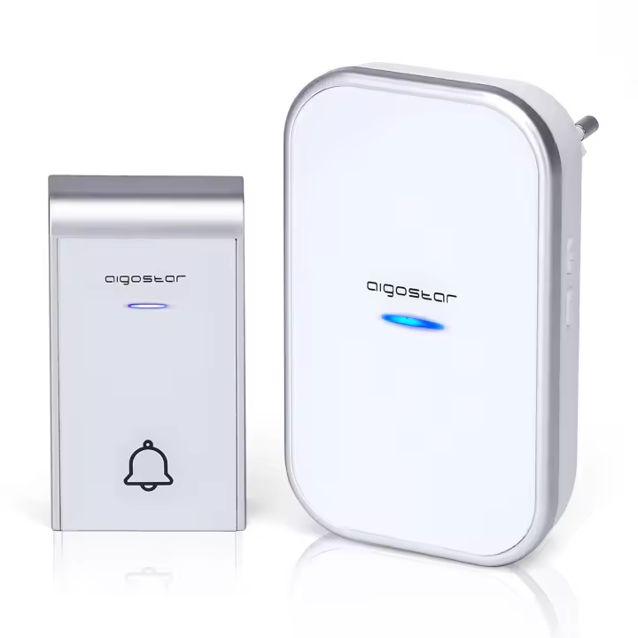 Timbre inalámbrico, Timbre de Puerta con Indicadores LED, Resistente al Agua, 36 Melodías, 3 Niveles de Volumen, Timbre para Ancianos, Casa, Oficina (1 Receptor y 1 Transmisor) - 1