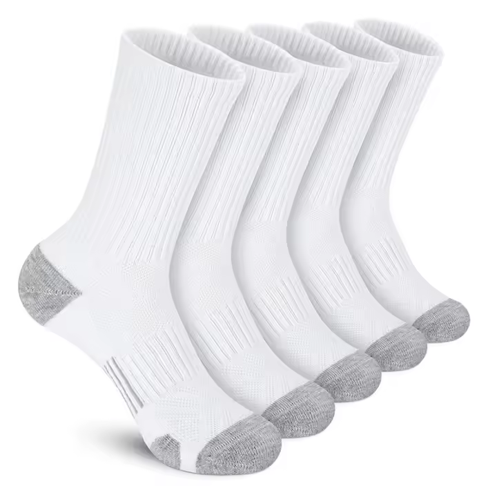 5 Pares De Calcetines Deportivos Para Hombre Calcetines De Calf Performance Algodón Poliéster Espandex Transpirables Para Correr Y Actividades Al Aire Libre - 1