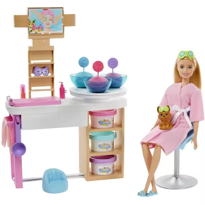 Barbie muñeca salón de belleza playset de spa muñeca con accesorios Mattel (GJR84) - 1