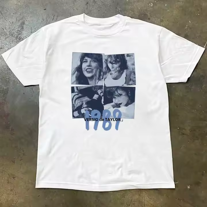 Camiseta Casual Para Hombre Algodón Puro Estampado Elástica Super Corta Manga Corta Taylor Blanco Transpirable Ligera Secado Rápido Protección Solar Stretchable - 1