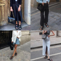 Sandalias de verano de mujer en tendencia color negro, planas cómodas ligeras con plataforma ajuste velcro,planta del pie acolchada,tendencia 2025 altamoda - details 1