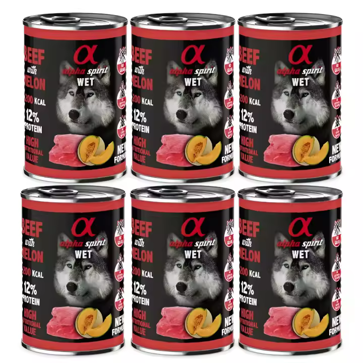 Alpha Spirit Comida Húmeda de Ternera con Melón para Perros (Pack 6 Latas x 400 Gr) - 1