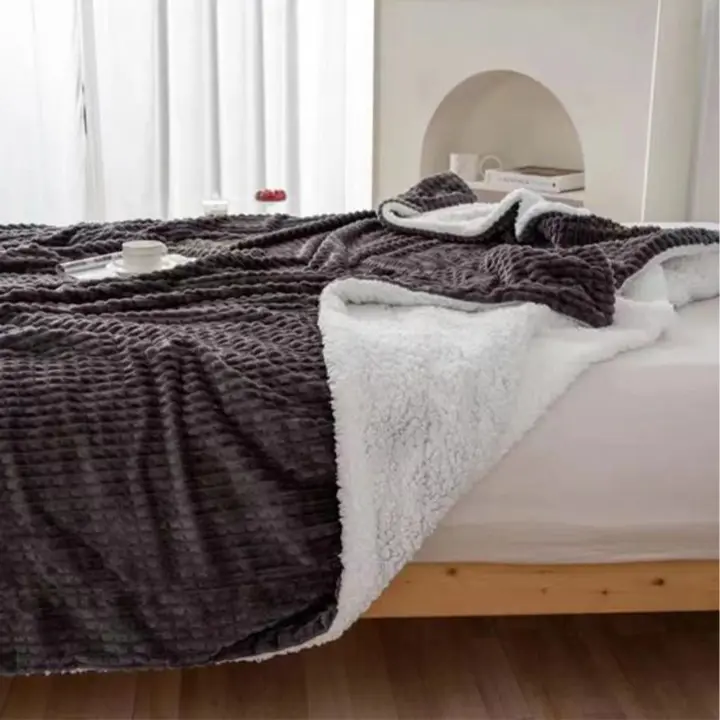 GREATOYAR Manta de Franela y Borreguillo para Cama Sofá, Manta Borreguillo de Premium Microfiber Polyester, Manta Reversible, Suave Cómoda, Cálida Esponjosa, Patrón Gofre - 1