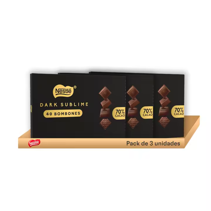 NESTLE DARK Sublime Bombones de Chocolate Negro - Estuche de 291g  Chocolate Intenso para los Amantes del Cacao Puro y Sofisticado - Pack de 3 Unidades - 1