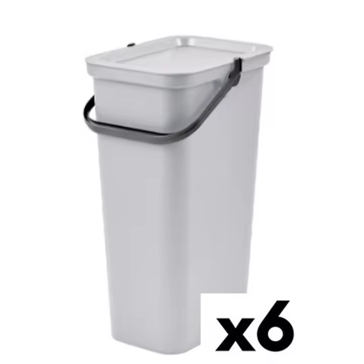 Cubo de Basura para Reciclaje Tontarelli Moda 24 L Blanco (6 Unidades) - 1