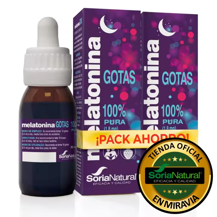 Soria Natural Melatonina Pura Gotas 1.8 Mg - Para Dormir Profundamente Sueño - 100% Pura - Niños y Adultos - Melatonia - 1