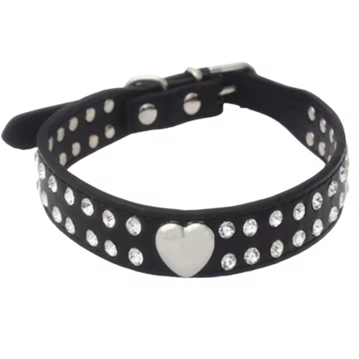 Collar De Moda Para Perro Corazón De Diamante En Cuero PU Collar De Fiesta Para Chihuahua Yorkie Decoración Para Gato Regalo De Suministros Para Mascotas - 1