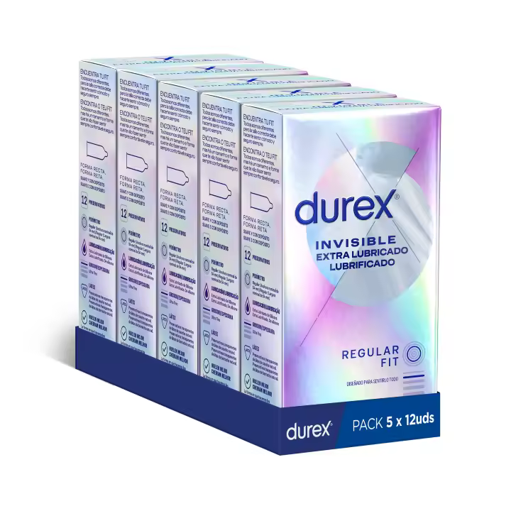 Durex - Preservativos Invisible Extra Lubricado para Mayor Sensación Pack 60 condones para un sexo seguro - 1