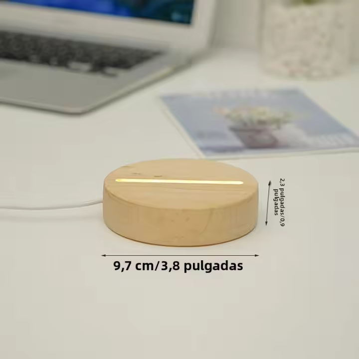 Soporte De Lámpara Luminosa DIY En Madera Sólida Base De Luz Nocturna LED De Acrílico 3D Decoración Para Habitación Y Sala - 1