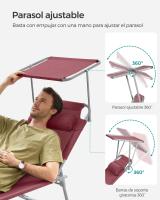 Tumbona Plegable con Parasol y Respaldo Reclinable, Ideal para Jardín, Piscina y Terraza, 193x53x29 cm, Capacidad de 150 kg - details 19