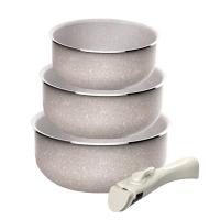 Juego de 8 pcs: 5 sartenes Ø18Ø20Ø24cm(x2)Ø28cm y 3 Cacerolas Ø16Ø18Ø20cm en aluminio prensado con revestimiento ILAG con 3 mangos extraibles - details 33