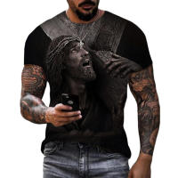 Camiseta 3D De Jesus Christ Para Hombres Moda Casual Verano Estilo Harajuku Streetwear Corta Cool Tops Poliéster O-Neck Unisex - details 3