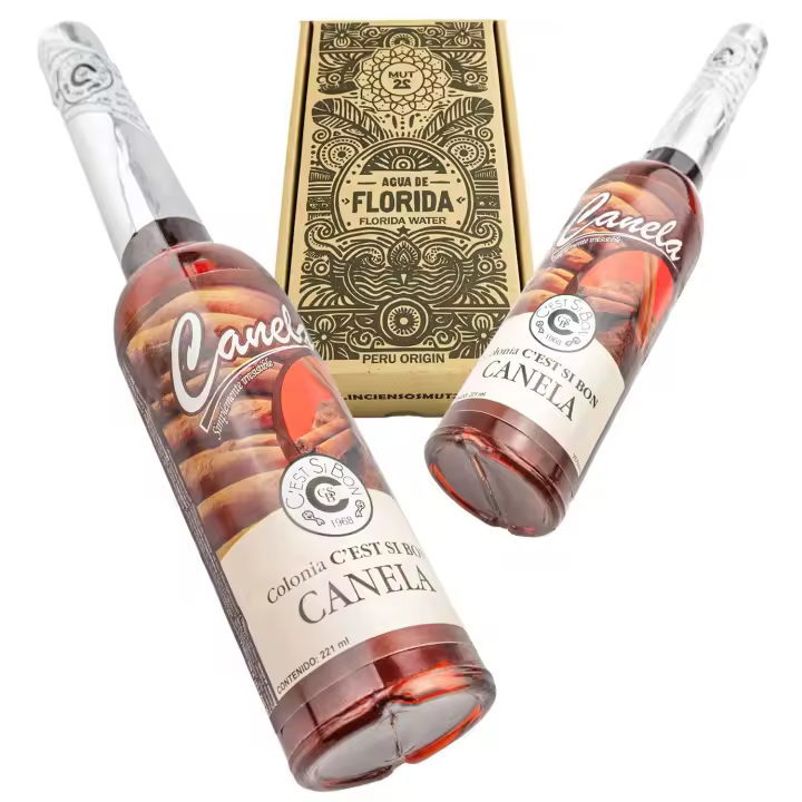 MUT22 2 Colonia de Canela de Perú 100% Original - Botellas de 220 ml para Limpieza y Protección Espiritual - Marca Exclusiva - Ambientadores de Hogar - 1