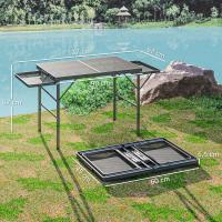 Mesa Plegable Camping de Aluminio 137x62x67 cm con Laterales Abatibles y Altura Ajustable Mesa Plegable Portátil Ligera con Encimera Metálica de Rejilla para Acampar Senderismo Playa Negro - details 2