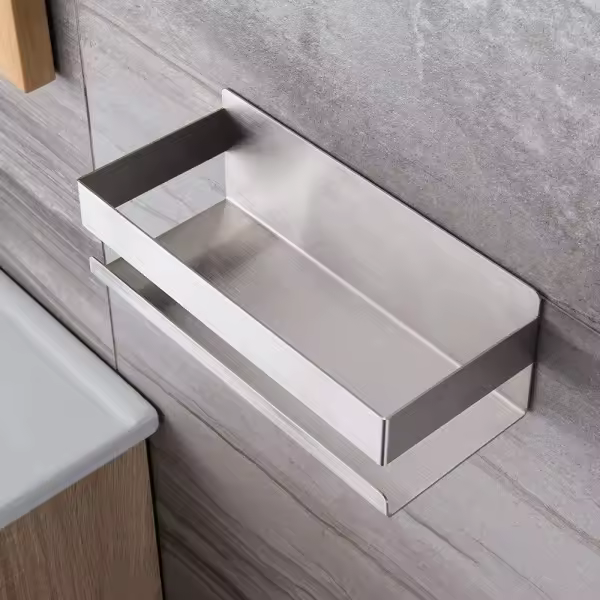 Estante de ducha sin taladrar, estante de baño autoadhesivo SUS304 acero inoxidable (negro) - 1
