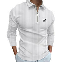 Camisa Polo De Manga Larga Para Hombre 100% Poliéster Con Cierre De Cremallera Estilo Casual Golf Quick Drying Sport Tops - details 5
