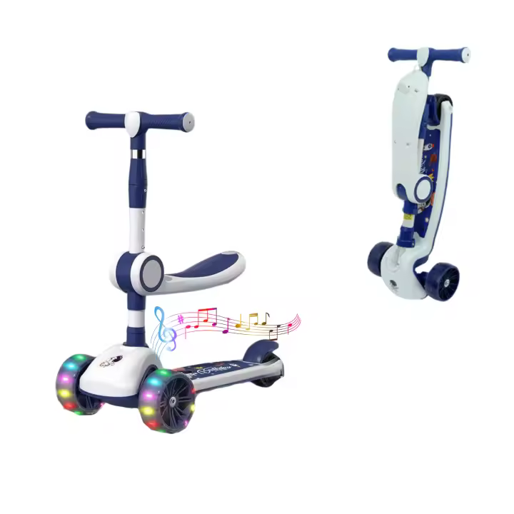 MAGIC SELECT 2 en 1 𝗣𝗮𝘁𝗶𝗻𝗲𝘁𝗲 𝗰𝗼𝗻 𝗔𝘀𝗶𝗲𝗻𝘁𝗼 para Niños de 3-12 Años. Patín Infantil Plegable. Scooter para Niños con Luces LED, 3 Ruedas PU, 4 Alturas Ajustables, Carga Máxima de 50kg. - 1