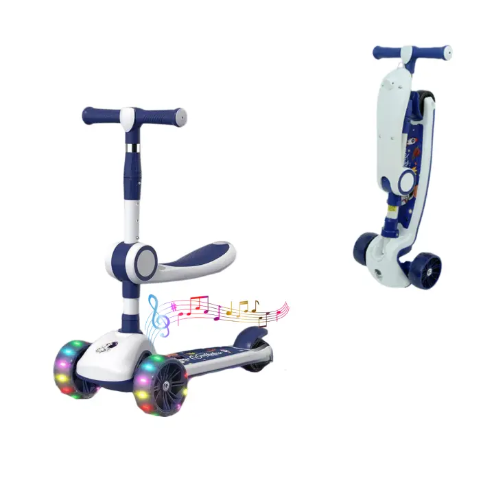 MAGIC SELECT 2 en 1 𝗣𝗮𝘁𝗶𝗻𝗲𝘁𝗲 𝗰𝗼𝗻 𝗔𝘀𝗶𝗲𝗻𝘁𝗼 para Niños de 3-12 Años. Patín Infantil Plegable. Scooter para Niños con Luces LED, 3 Ruedas PU, 4 Alturas Ajustables, Carga Máxima de 50kg. - 1