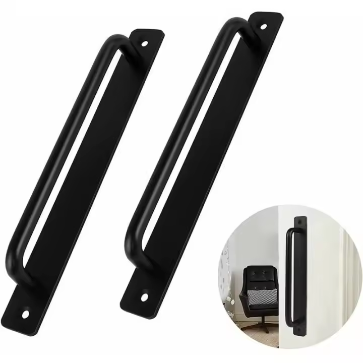Manija de Puerta 2 piezas Manija de Puerta Negra Aleación de Aluminio Manija de Puerta corrediza pesada para Puerta Interior Exterior Puerta de Granero Armario Dormitorio con 4 tornillos,Negro,244MM - 1