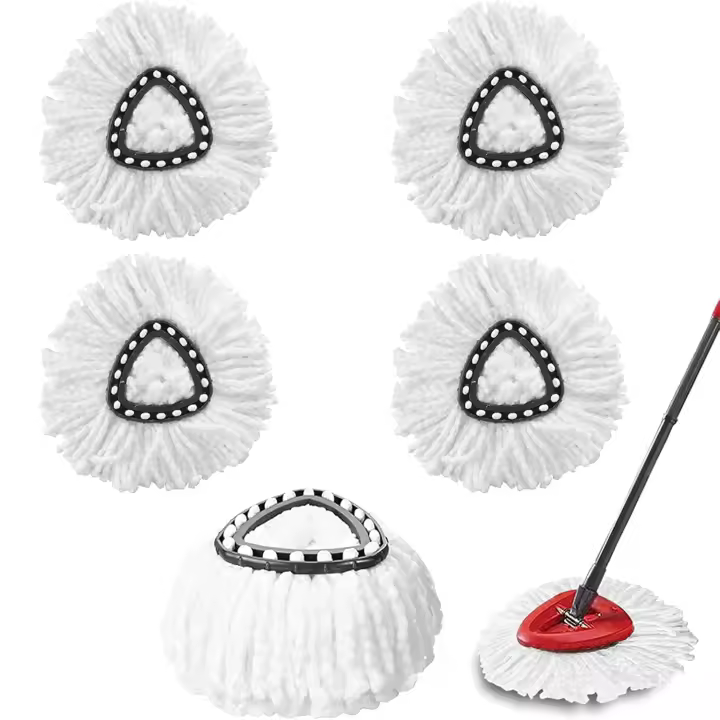 Paquete de 5 cabezales de repuesto para trapeador, cabezales de repuesto giratorios, repuesto para trapeador compatible con sistema de 1 tanque, repuesto para trapeador giratorio de microfibra - 1