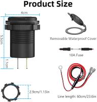 Enchufe De Carga USB 12V 48W Impermeable Con Puerto Tipo C Y QC3.0 Para Coche Barco Marina Camión DaierTek Con Voltímetro LED Azul - details 2
