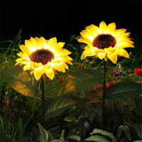 Lámpara De Jardín Solar Con 3 Cabezas Luz De Símbolo Solar Girasol Para Decoración De Noche Paisajística Y Navidad - details 9