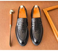 Zapatos Casuales De Cuero Para Hombres 2024 Nuevos Con Suela Gruesa Estilo Negocios Slip-On Loafers Moda Británica Zapatos Adultos No Impermeables Transpirables Talla Verdadera - details 12