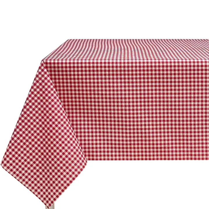Mantel antimancha, Para mesa rectangular, Lavable, Impermeable, Fiesta, Primavera,  Cuadro Rojo,Vicky - 1