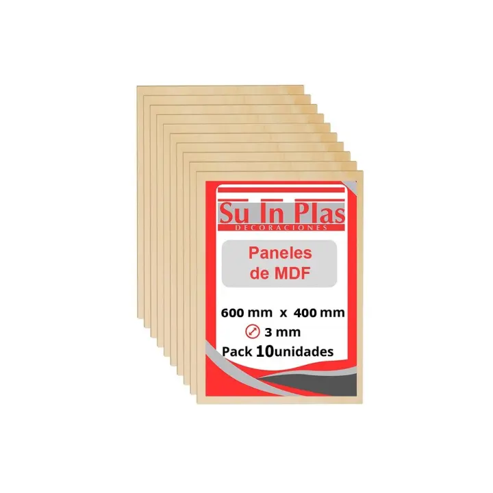 TABLERO MDF 600x400X3mm (10ud) CORTE LASER SUINPLAS DECORACIONES DE SUINPLAS DECORACIONES. - 1