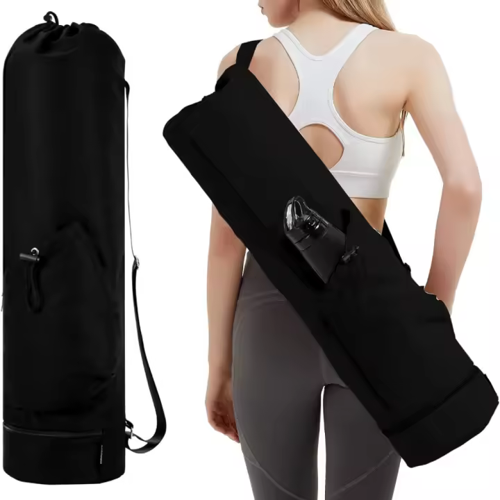 Bolsa de esterilla de Yoga para ejercicio de gran capacidad, bolsa de almacenamiento de lona multifunción con cremallera completa, bolsa de Fitness con bolsillo para botella de agua - 1