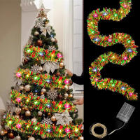 Guirnalda De Navidad 5M Tinsel Brillante Con Cinta Coloreada Decoración De Interior Para Árbol De Navidad Fiesta De Año Nuevo Y Bodas - details 2