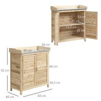 Armaria de Jardín, Mesa de Plantación con armarario Bajo, Madera, armarario de artículos With 2 estantes, Caseta de Jardín, Caseta de Jardín, naturaleza - details 6