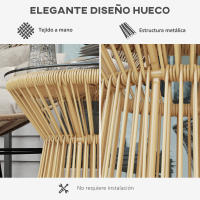 Outsunny Mesa Auxiliar de Ratán Sintético Mesa de Centro Redonda con Tablero de Vidrio Templado y Marco de Metal Carga 30 kg para Patio Jardín Balcón Ø40x42 cm - details 4