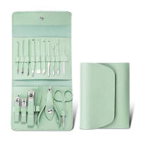 Kit De Manicura Y Pedicura Profesional 16 Piezas Herramientas De Cortador De Uñas Con Bolsa De Viaje Plegable Verde Alta Calidad - details 0