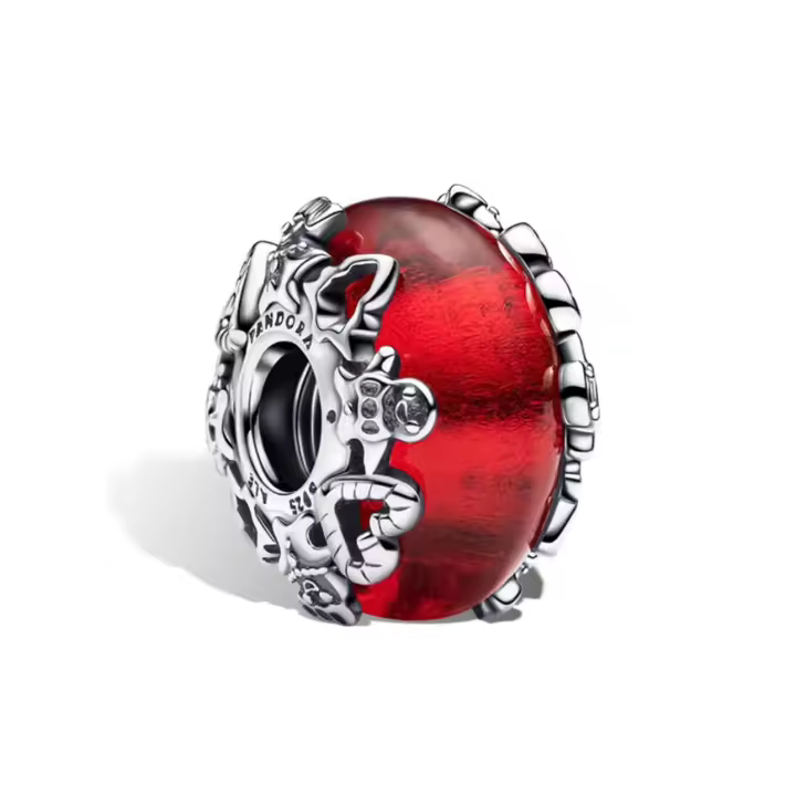 PANDORA Dijes de cristal rojo de Murano navideños, hechos a mano, regalo de cumpleaños para novia, multicolor, 793597C00 - 1